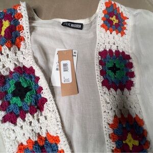 Steve Madden Multicolor Granny Square Crochet Cover Up